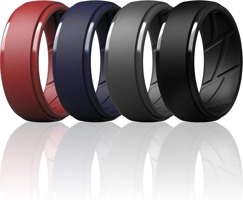 ThunderFit Men's Silicone Rings 10mm Wide 2.5mm Thick Rubber Bands, Breathable, Variety Multipack 1-10
