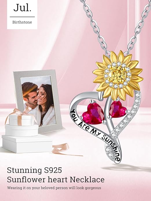 Valentine's Day Gifts for Wife 925 Sterling Silver Double Birthstone Pendant Necklaces I Love You for Always and Forever Necklace Anniversary Birthday Gifts for Wife Girlfriend Mom Her