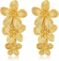 Flower Earrings for Women,Boho Statement Large Double Flower Earrings Trendy Chunky Floral Stud Earrings Elegant Chic