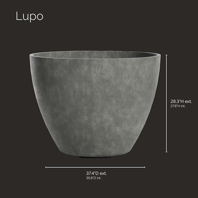 Lupo Tapered Indoor/Outdoor Planter, 37x28in Grey Stone - Image 2