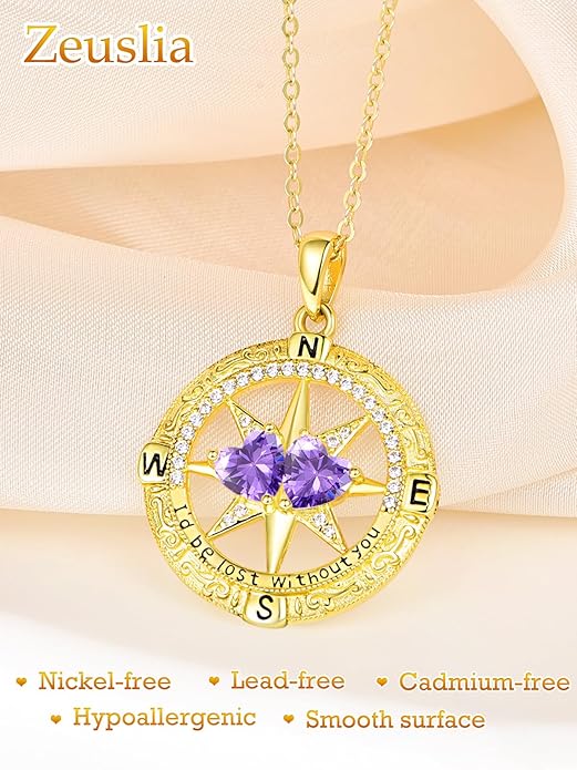 Valentine's Day Gifts for Wife 925 Sterling Silver Double Birthstone Pendant Necklaces I Love You for Always and Forever Necklace Anniversary Birthday Gifts for Wife Girlfriend Mom Her