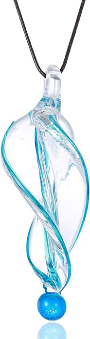 BESHEEK Murano Inspired Twist and Twirl Glass Pendant Necklace for Women Handcrafted Artisan Hypoallergenic Italian Style Jewelry