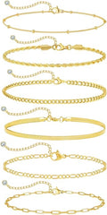 Anklets for Women 14K Gold Silver Plated Ankle Bracelets Trendy Waterproof Boho Anklets Set Adjustable Dainty Cute Diamond Beaded Heart Non Tarnish Summer Beach Jewelry Gift