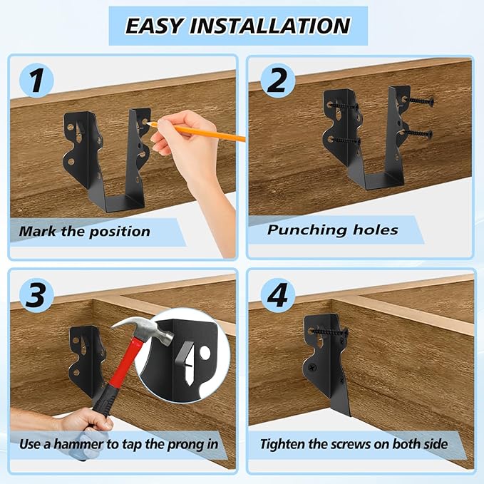 16 Pcs 2"x 4" Joist Hanger|Q235B Steel Face Mount Joist Hangers | Black Powder - Image 4