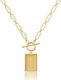 14K Gold Plated Initial Letter Necklace for Women, Personalized Alphabet Pendant with Inspirational Engraving, Paperclip Chain Non-Tarnish Jewelry Gift for Her