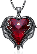 CDE Valentines Day Gifts for Women Angel Wings Necklace for Women with Birthstone, Love Heart Silver Tone/Gold Tone Pendant, Ideal Anniversary or Birthday Jewelry Gifts for Wife Girlfriend Her