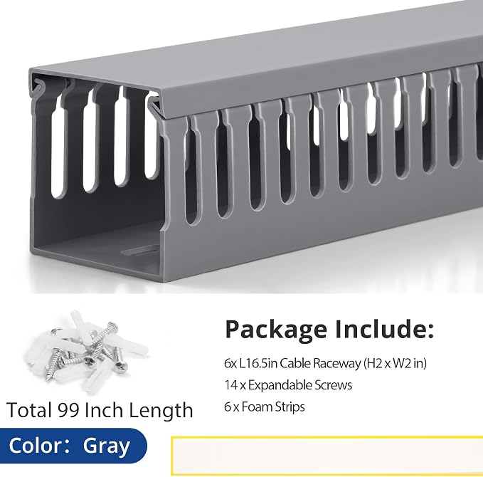2" H x 2" W Cable Raceway, 99in Under Desk Wire Management Channel, 16.5in Each - Image 5