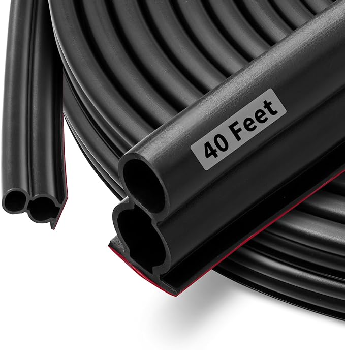 40 Feet Rubber Door Weather Stripping Door Seal Large Gap, Self-Adhesive Extra by Fingwerk
