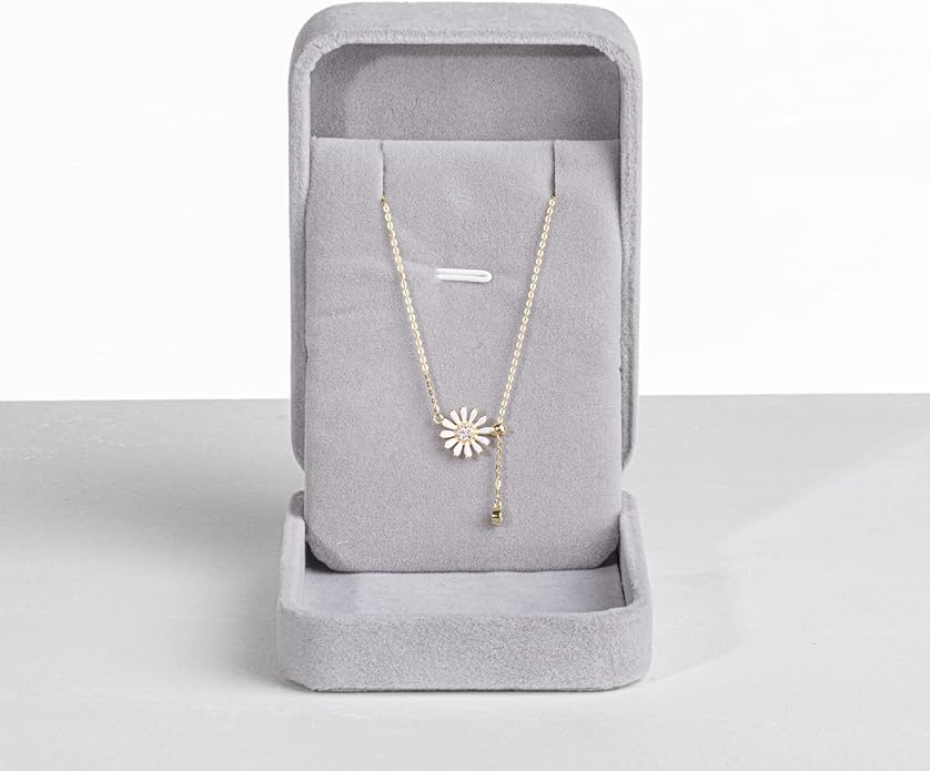 NW Ladies Sterling Silver Necklace Small Zou Chrysanthemum Pendant Necklace Delicate Jewelry Birthday Valentine's Day Gift for Daughter Wife Mom