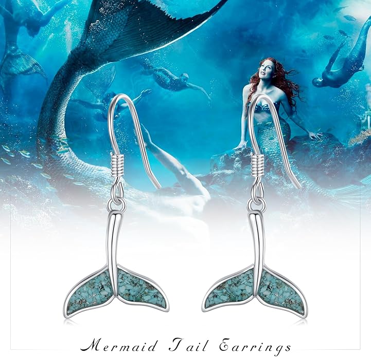 Ocean Earrings 925 Sterling Silver Turquoise Sea Animal Dangle Drop Earrings Beach Themed Jewelry Gifts for Women Girls