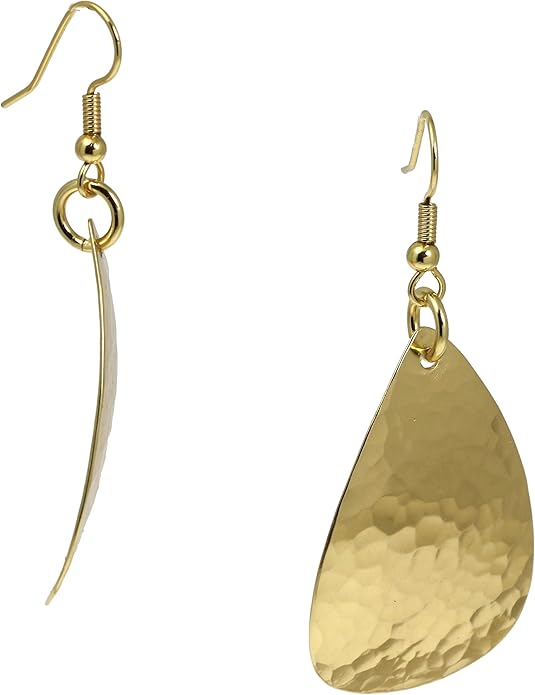 Medium Hammered Tear Drop Nu Gold Brass Earrings By John S Brana Handmade Jewelry Brass Earrings