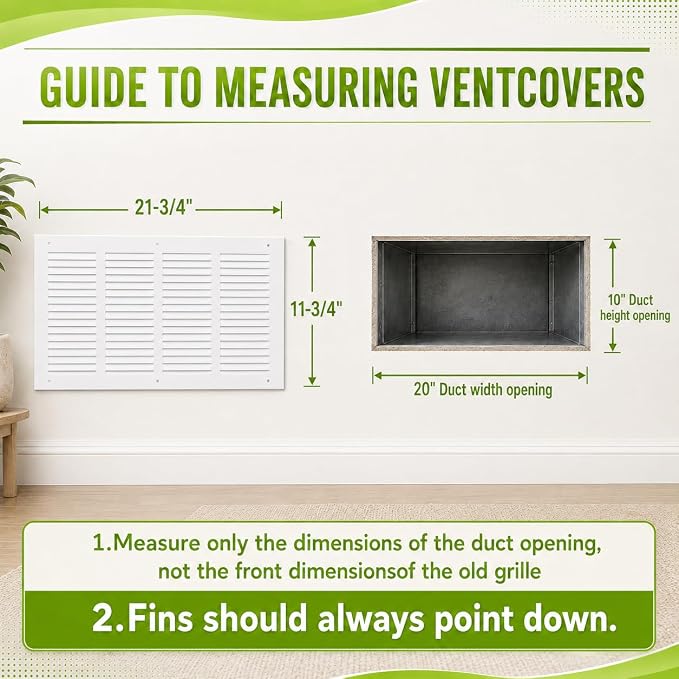 20" x 10" Return Air Grille Duct Opening, Ceiling Sidewall Floor Cold Air - Image 2