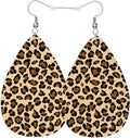 Brown Leopard Print Faux Leather Earrings Fashion Wild Animal Leopard Skin Fur Teardrop Leather Dangle Earrings Women Earrings For Wedding Bridal