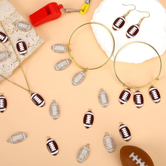 MARFOREVER Sports Charms, 40 Pcs/20 Pairs Football Charms for Jewelry Making, Enamel Rhinestone Ball Game Charm Pendants for Bracelet Necklace Earrings Making and DIY Crafts