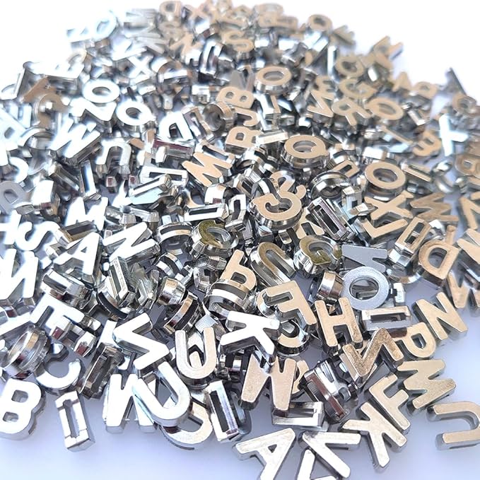 300+ Pieces 9x12mm Big Large Alphabet Letter Beads Charms A-Z Mixed Plastic Shape Loose Bead for Jewelry Making Bracelets Necklaces Key Chains (Silvery)