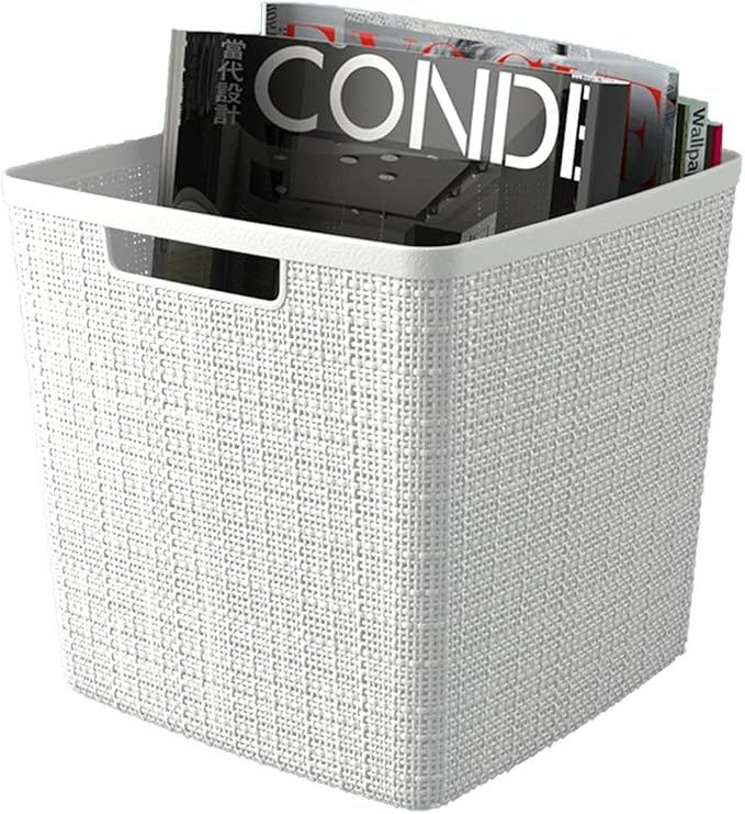 Curver Set of 4 Large Cube 17L Jute Decorative Plastic Organization and Storage - Image 6