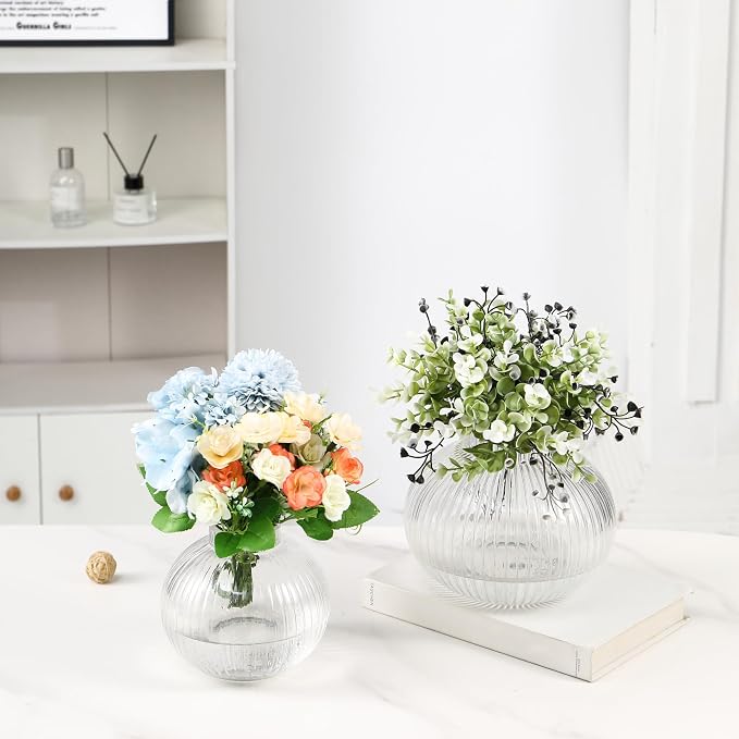 Round Glass Vases Set of 2, Flower Vases - Image 2