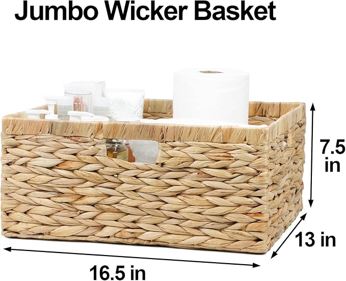 Jumbo Wicker Basket, Rectangular Wicker Basket - Image 2