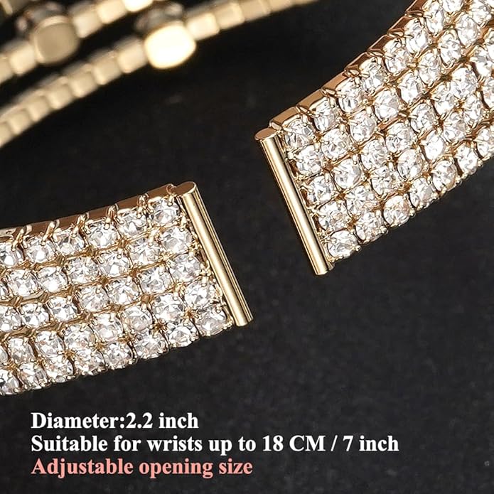 Suyi Rhinestone Bracelet Multilayer Gold Cuff Bracelet for Women Crystal Braidal Bracelets