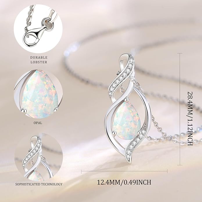 FANCIME Birthstone Necklace for Women Teardrop Necklace S925 Sterling Silver Infinity Love Birthday Gifts for Mom Women Girls, 16"+2" Inches