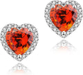 YOMELA Cubic Zirconia Earrings Studs, Halo CZ Birthstone Simulated Diamond Stud Earrings for Women