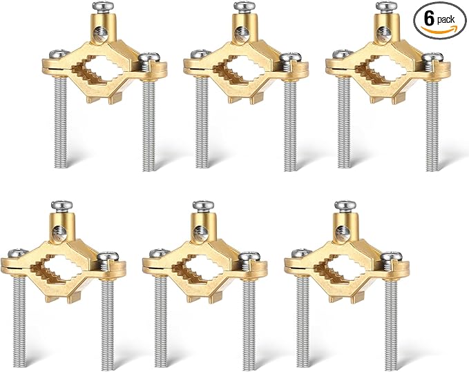 Feekoon 6 Pcs 1/2" to 1" Ground Clamp, #10 to #2 Wire Range | Copper Alloy by FEEKOON