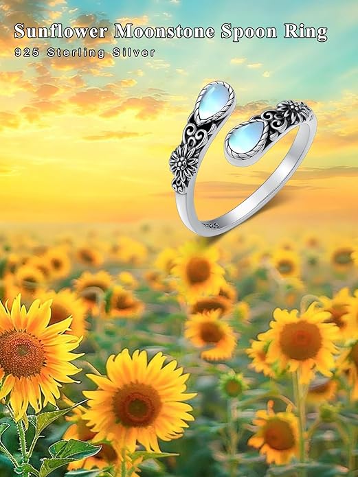 Dorunmo Spoon Ring 925 Sterling Silver Vintage Antique Spoon Rings Adjustable Size 8 Thumb Rings Western Jewelry Gifts for Women