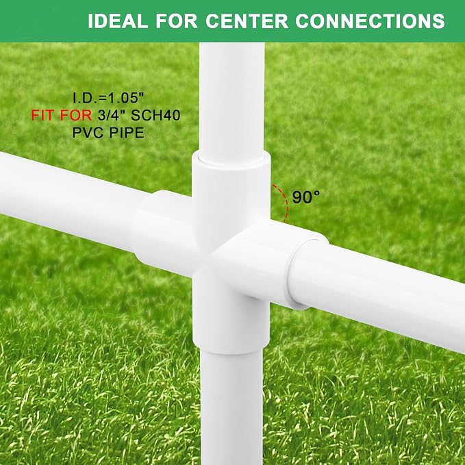 8Pack 3/4Inch Cross PVC Fittings 4-Way Cross Elbow Pipe Fittings Connector - Image 3