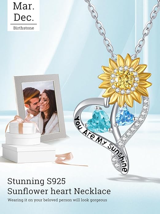 Valentine's Day Gifts for Wife 925 Sterling Silver Double Birthstone Pendant Necklaces I Love You for Always and Forever Necklace Anniversary Birthday Gifts for Wife Girlfriend Mom Her