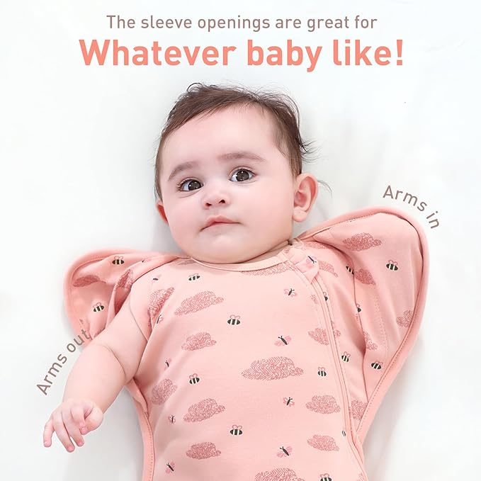 Baby Sleep Sack Swaddles for Newborn 0-3 Months, Arms Up Swaddle Blanket 2 Packs Cotton, Hands Up 3-Way Transitions to Arms-Free Wearable Sleeping Sack Bag for Boys Girls Snug Fit Calms Startle Reflex