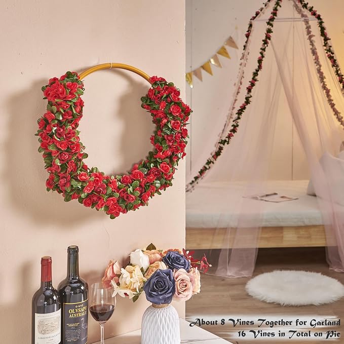 6Pcs x 8.2FT Artificial Flower Garland Floral Rose Vine Decor, Hanging Faux - Image 4