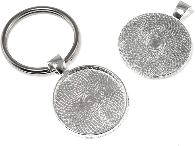 25 pcs 25mm Pendant Trays Round Pendant Bezels Setting Cabochon Blank Base for DIY Jewelry Making, Bright Silver