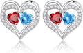Iefil Valentines Day Gifts for Her - 925 Sterling Silver Birthstone Earrings, Anniversary Birthday Gifts for Women Wife Girlfriend Mom