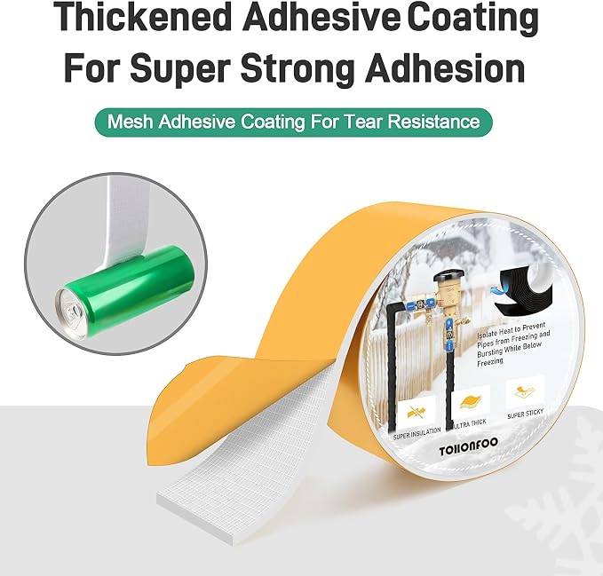 TOHONFOO Outdoor Pipe Insulation Tapes, Foam Pipe Heat Tape, insulation foam - Image 2