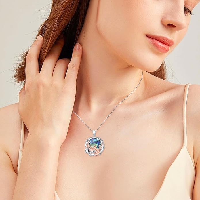FLYOW 925 Sterling Silver Cute Animal Jewelry Hummingbird/Butterfly/Wolf/Corgi/Cat/Snake/Spider/Bat/Penguin/Bear/Opossum/Frog/Guinea Pig for Women Mother Friend Animal Lovers