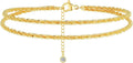 DEARMAY Dainty 14K Gold Plated Ankle Bracelets for Women, Waterproof 14K Gold Plated Link Chain Anklets Non Tarnish Set Pack Summer Beach Jewelry Gift