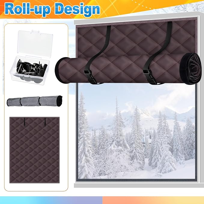 Fanfanwin 1 Pcs 63 x 47 Inches Window Insulation Curtain Kit Winter Thermal - Image 7