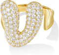 KissYan Bubble Initial Ring Valentines Day Gifts for Women, 14k Gold Plate Balloon Jumbo Letter Rings Open Adjustable Dainty Pave CZ Personalized Fashion Trendy Statement Jewelry