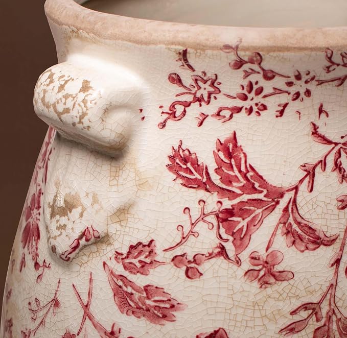 Antique Ceramic Planter & Vase for Home Decor, Rustic Farmhouse Flower Pot | - Image 3