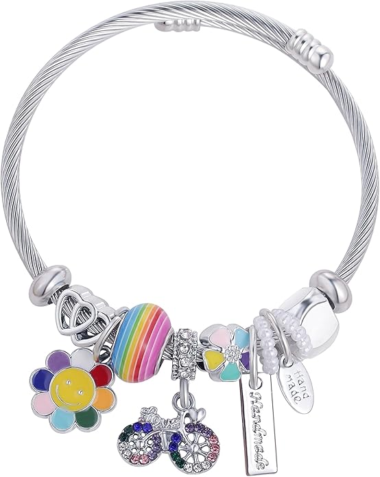 Charm Bracelets for Girls Cute Cartoon Friendship Bracelets Adjustable Bangle Gifts for Girls DIY Jewelry