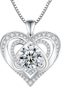 1-3 Carat Moissanite Necklace for Women, 925 Sterling Silver Heart Pendant Necklace Moissanite Diamond Necklace, Birthday Gift Anniversary Present for Wife, Girlfriend, Daughter, Mom