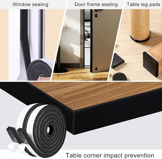 Storystore Weather Stripping Foam Tape, 1/2" x 1/4" x 66 FT Door Seal | - Image 6