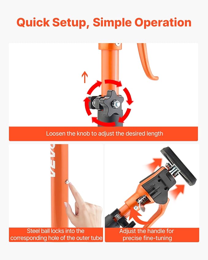 VEVOR Cabinet Jack Support Pole, 25.4-45.3 Inch Steel Telescopic Quick Support - Image 4