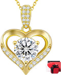 KRKC Moissanite Heart Necklace for Women, 1-3 Carat Lab Created Diamond Pendant, 14K/White Golden Plated S925 Sterling Silver Chains, Valentines Day Christmas Birthday Gifts for Her Wife Anniversary