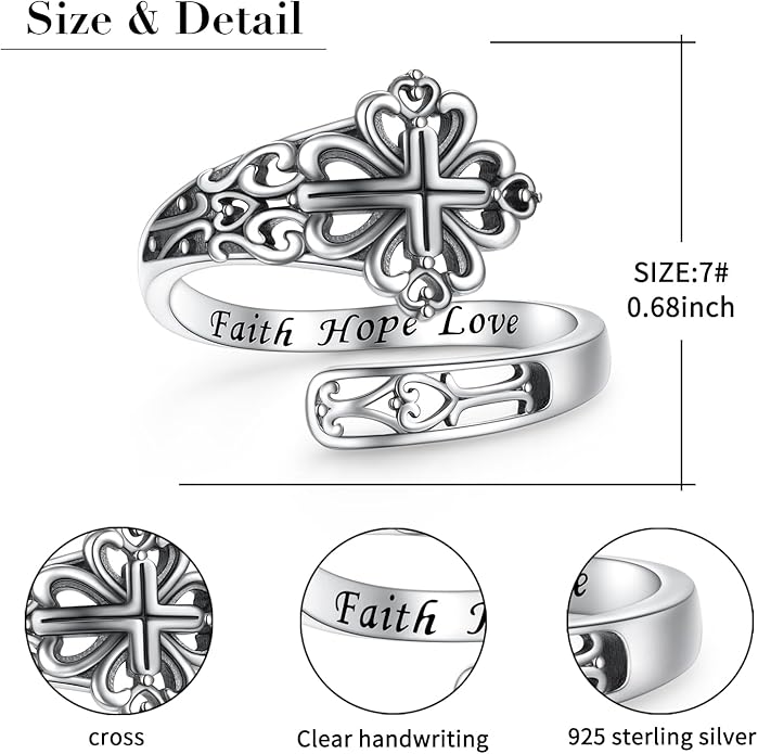 925 Sterling Silver Spoon Rings Butterfly/Dragonfly/Hummingbird/Cross Adjustable Sunflower Thumb Ring For Women Turquoise Boho Ring Vintage Rings Unique Jewelry Present for Christmas Mother's Day
