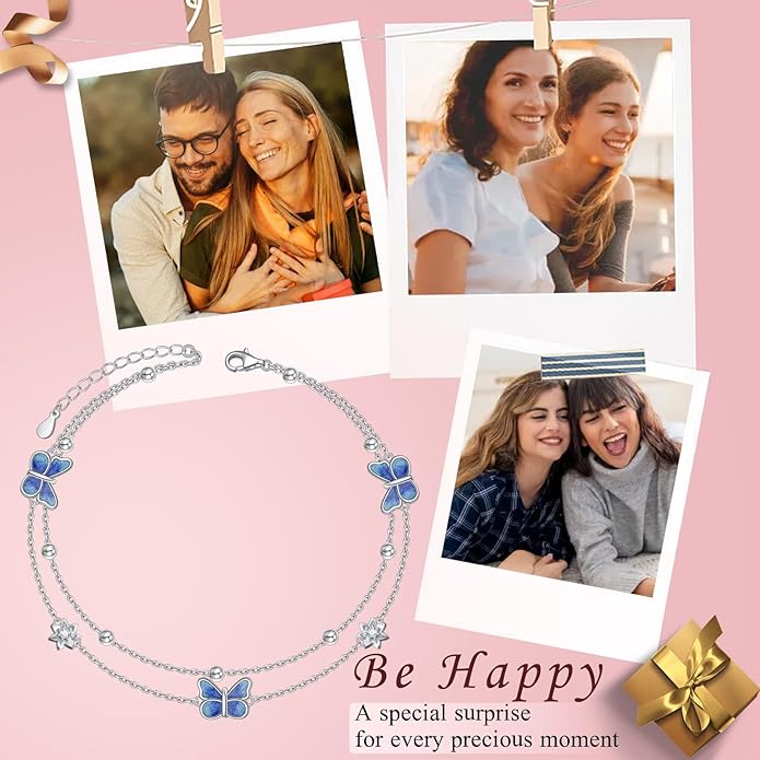 S925 Sterling Silver Ankle Bracelets Anchor/infinity/Starfish Anklet for Women Blue Opal Moonstone Anklet Foot Chain Beach Anklets Jewelry