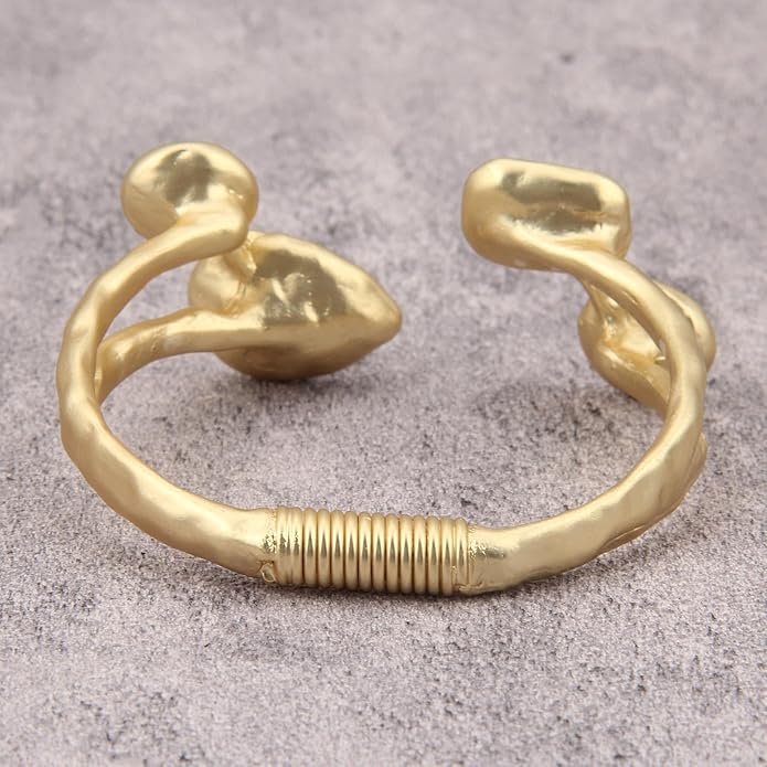 Gold Cuff Bracelet for Women Silver Beaded Bracelets Open Bangle Stackable Stretch Bead Bracelet Boho Jewelry Gifts for Wife Couple