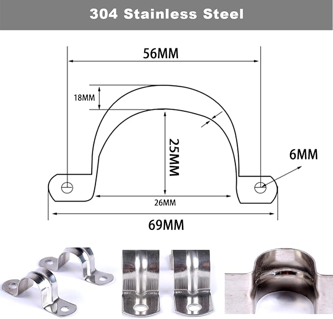 30 Pack M25 Stainless Steel Rigid Pipe Strap, Heavy Duty Pipe Fasten Holder - Image 2