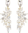 BriLove Women's Wedding Bridal Crystal Teardrop Multi Marquise Cluster Bling Dangle Earrings