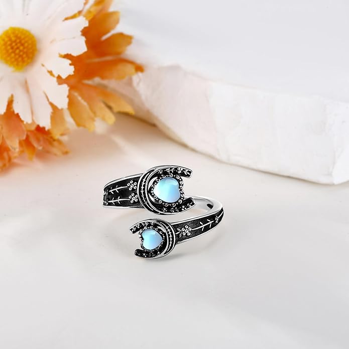 MONGAS Spoon Rings for Women Sterling Silver Horseshoe Witches Knot Filigree Open Adjustable Thumb Rings Horseshoe Witches Knot Filigree Jewelry Gifts for Women